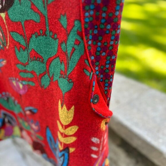 Boho Floral Midi Dress Sleeveless A-Line Sundress Red Multicolor Botanical Print - Picture 6 of 14